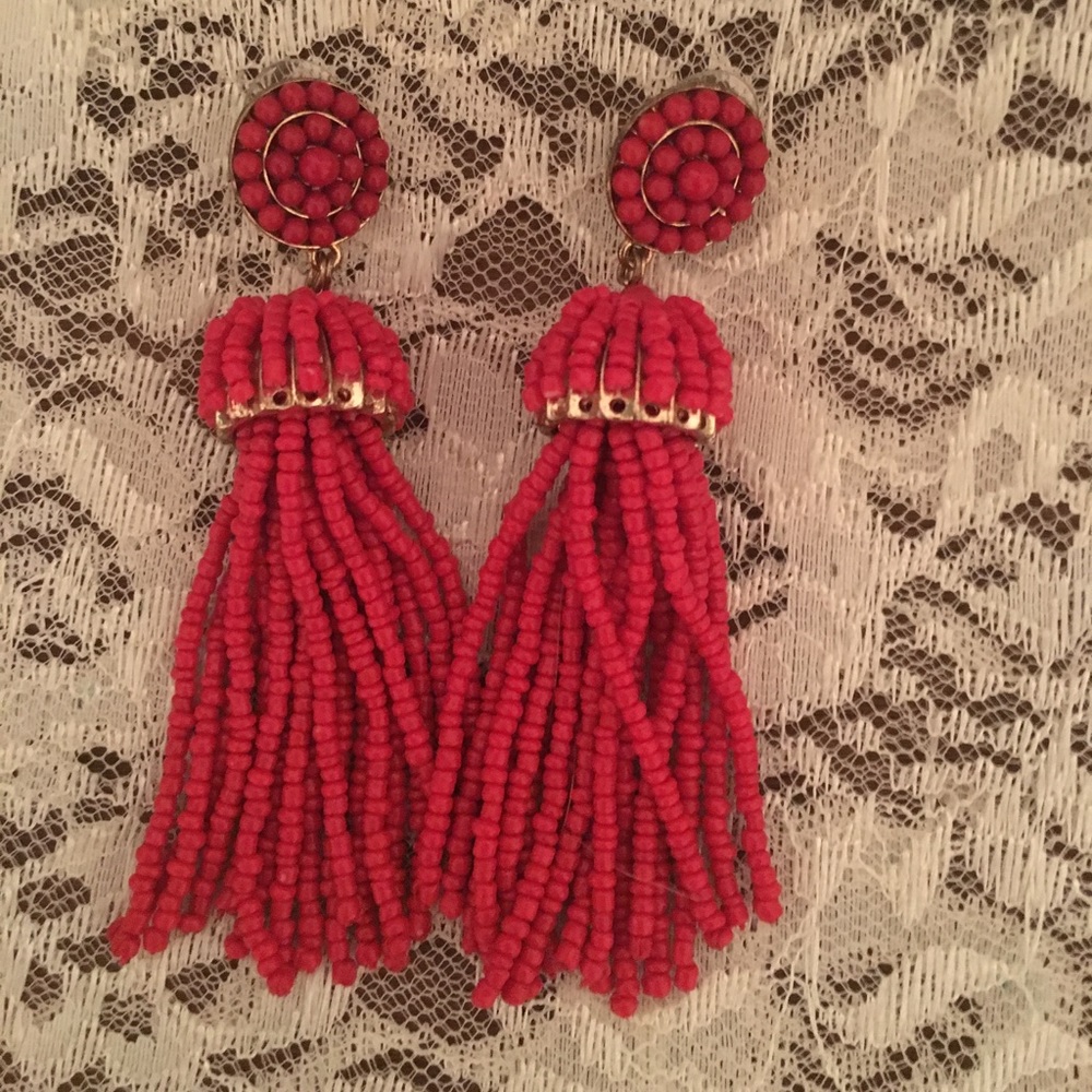 Red tassel earrings
